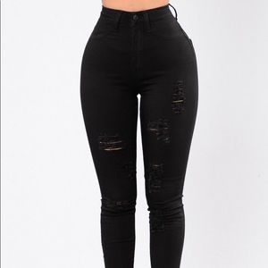 Fashion Nova Black Distressed Jeans